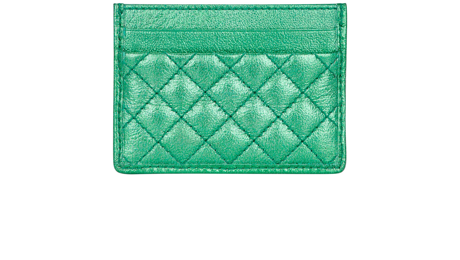 Gucci Interlocking GG Metallic Card Holder, &pound;180, Accessories, Green, Leather, Back view